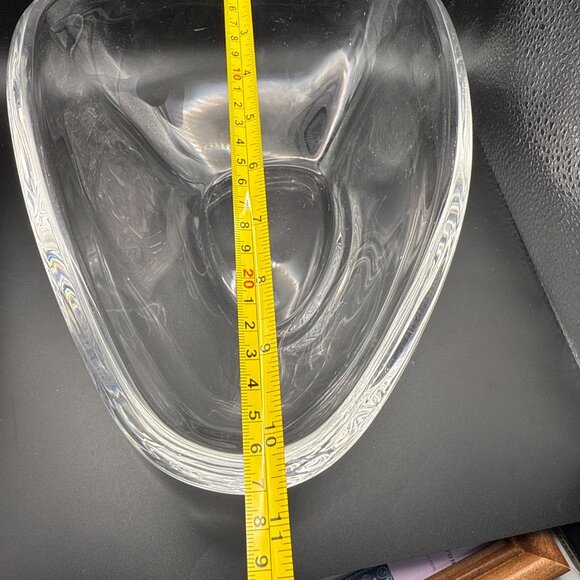 MCM substantial unsigned large clear glass triangular bowl heavy 3 pounds - Picture 6 of 8